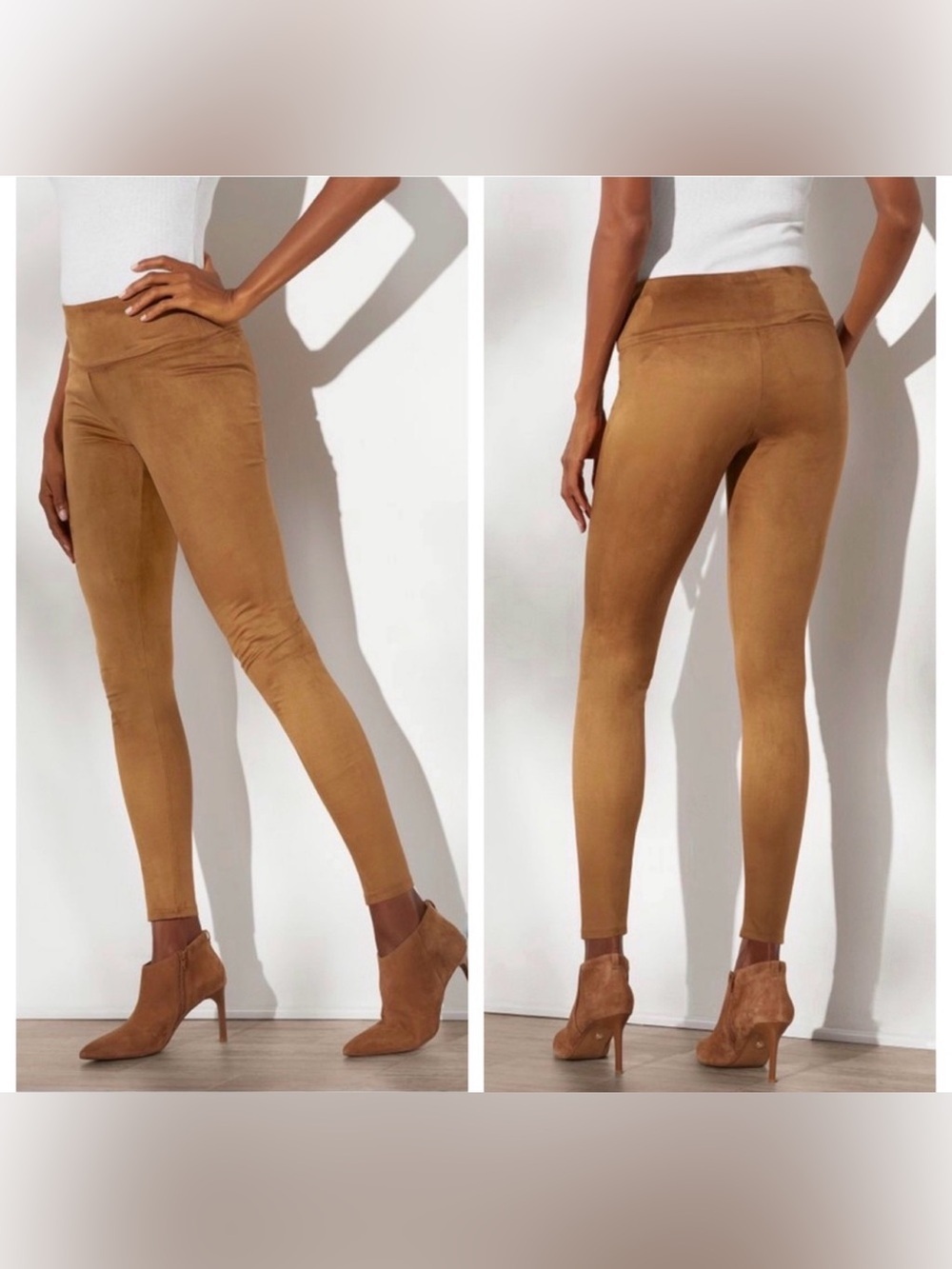 Soft Surroundings Camel Tan Faux Suede Leggings LG. B15